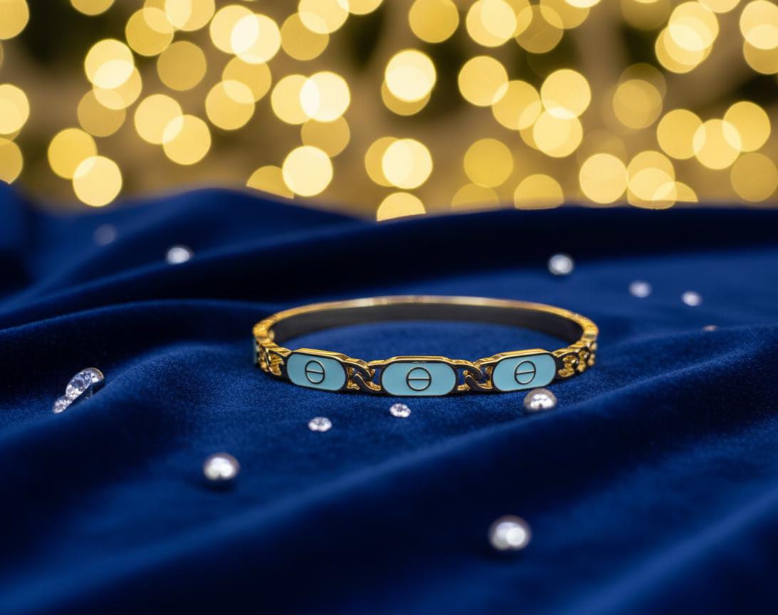 💫 Enchanted Gold & Turquoise Enamel Hand cuff