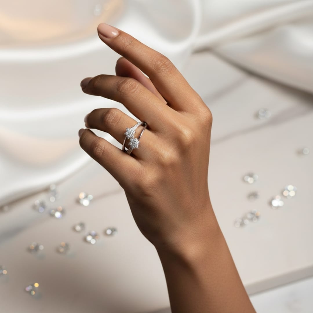 💍Elegant Twin Star Silver Ring