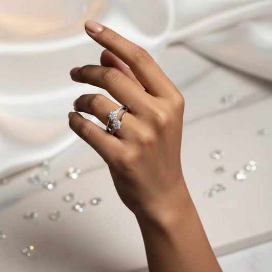 💍Elegant Twin Star Silver Ring