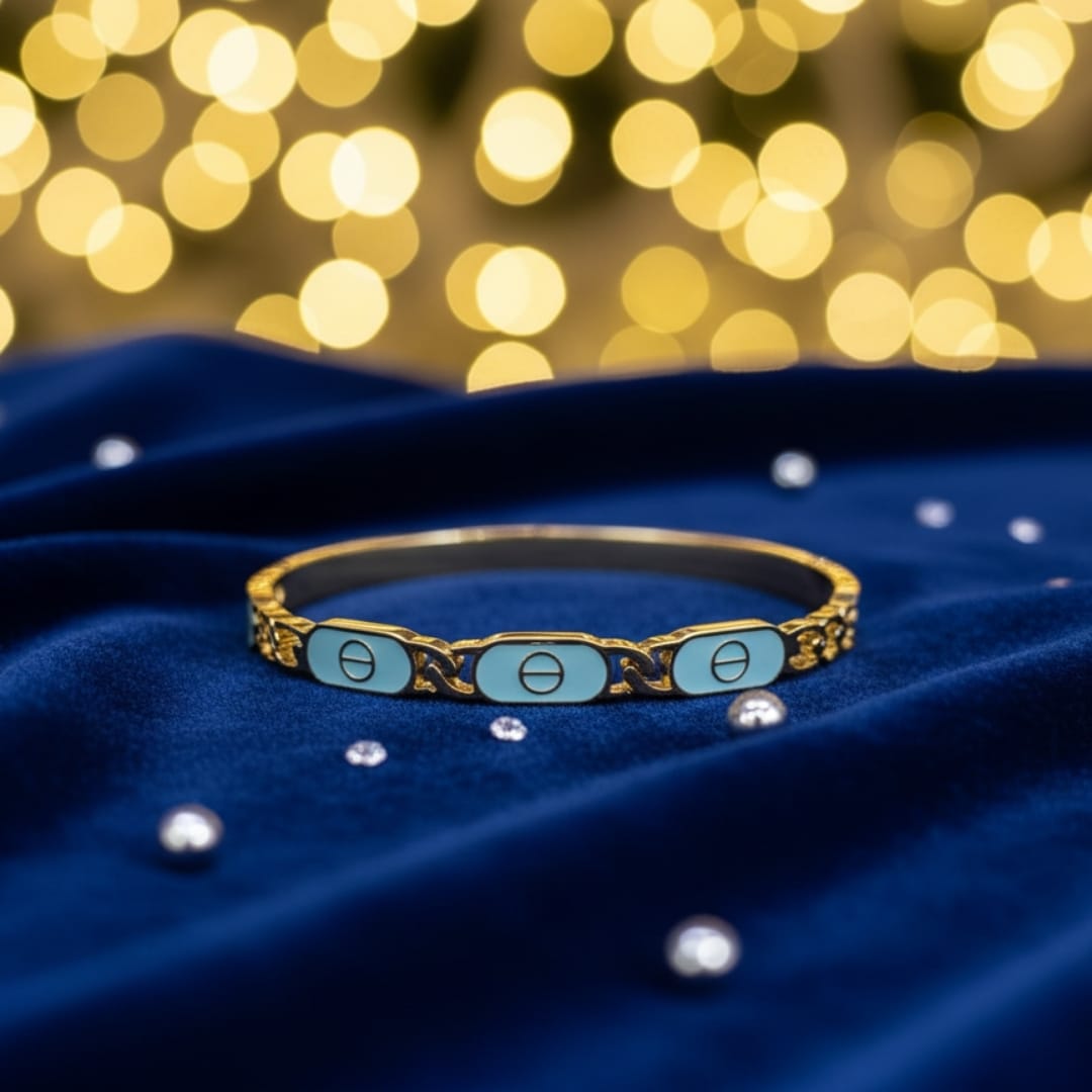 💫 Enchanted Gold & Turquoise Enamel Hand cuff