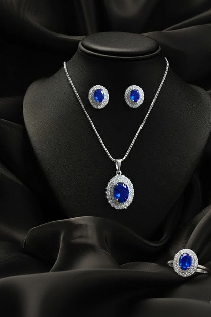 💎Emerald Elegance Halo Jewellery Set